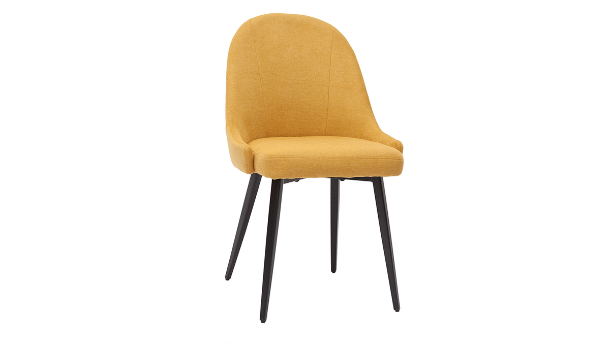 Sedie design in tessuto effetto velluto giallo senape e metallo nero (set di 2) REEZ