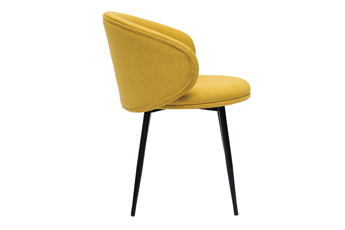 Sedie design in tessuto effetto velluto giallo senape e metallo nero (set di 2) ROSALIE