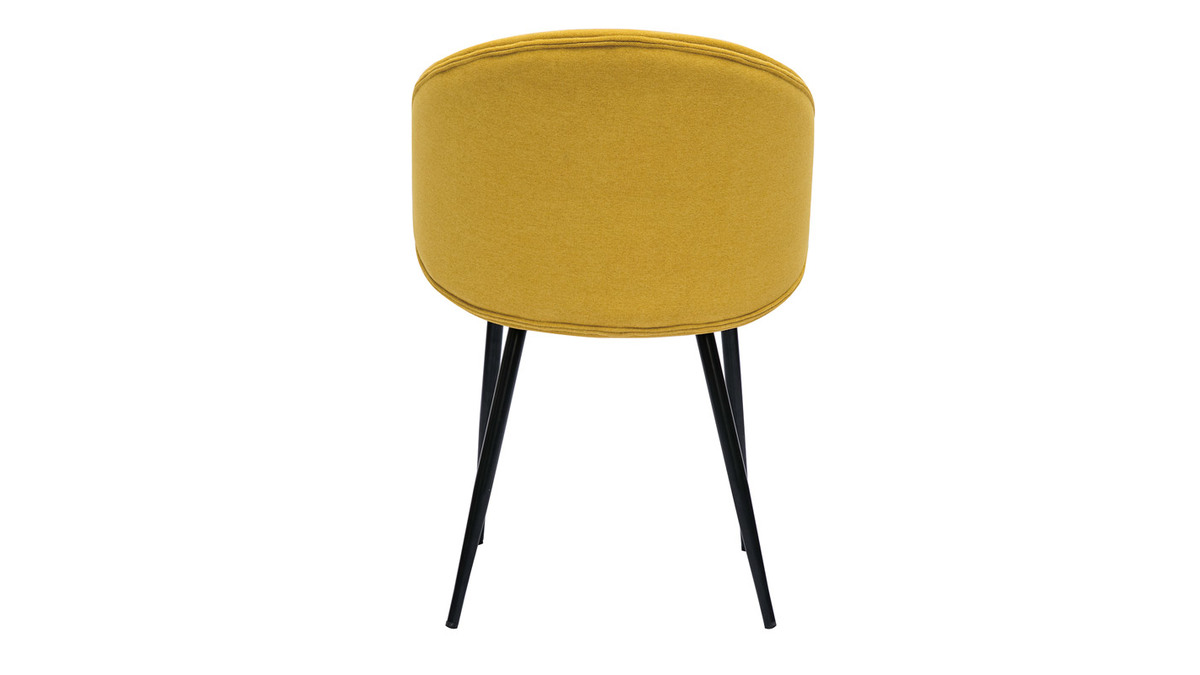 Sedie design in tessuto effetto velluto giallo senape e metallo nero (set di 2) ROSALIE