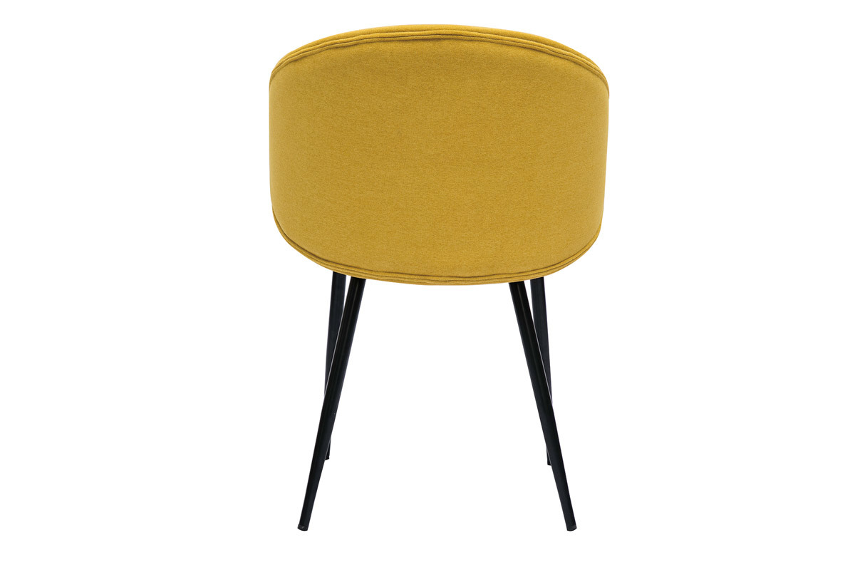 Sedie design in tessuto effetto velluto giallo senape e metallo nero (set di 2) ROSALIE
