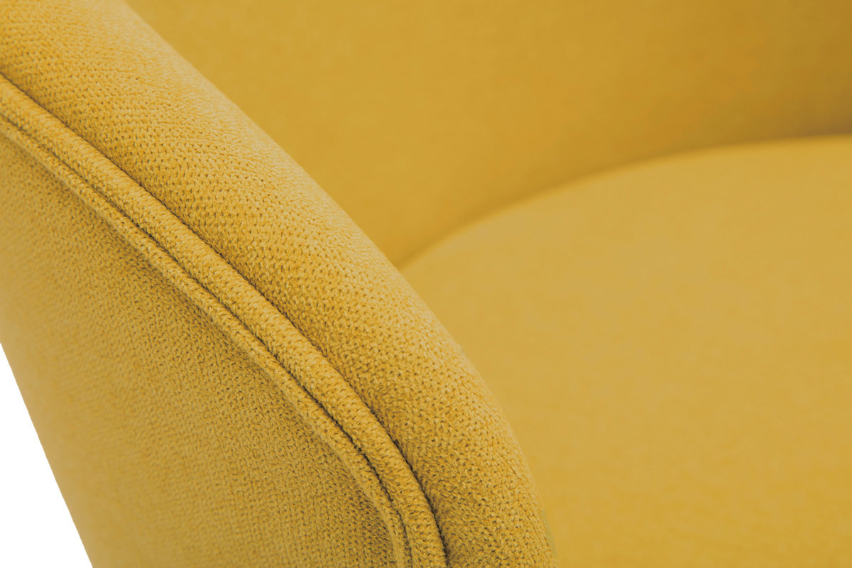 Sedie design in tessuto effetto velluto giallo senape e metallo nero (set di 2) ROSALIE