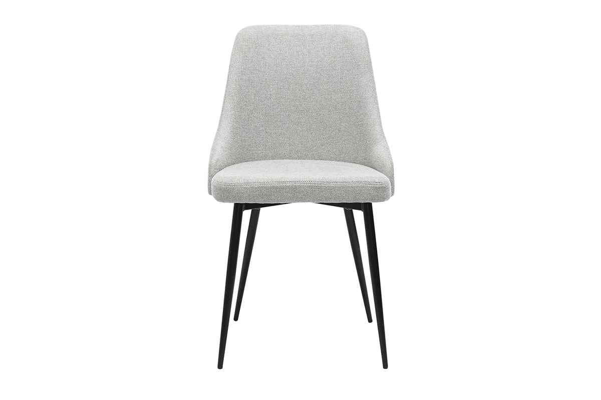 Sedie design in tessuto effetto velluto grigio chiaro e metallo nero (lotto di 2) CULT