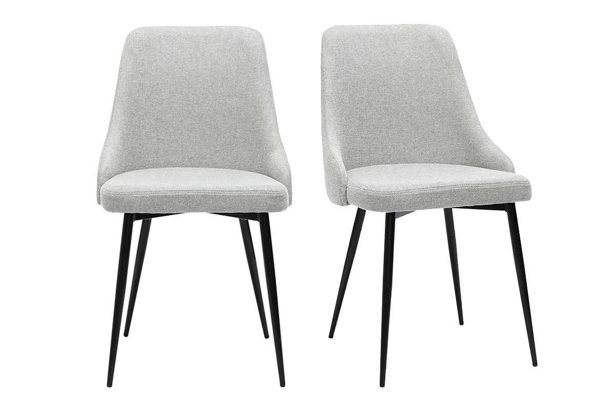 Sedie design in tessuto effetto velluto grigio chiaro e metallo nero (lotto di 2) CULT