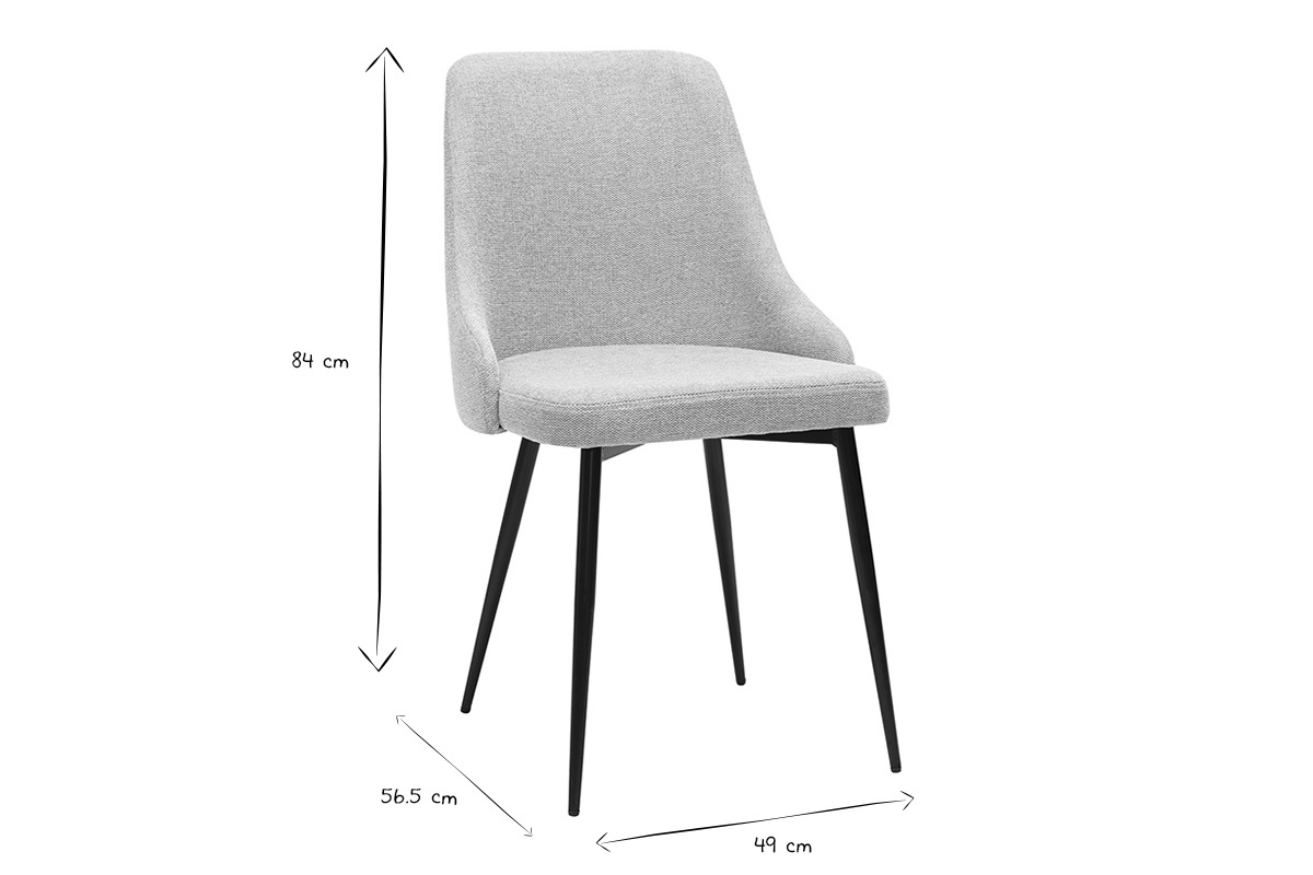 Sedie design in tessuto effetto velluto grigio chiaro e metallo nero (lotto di 2) CULT