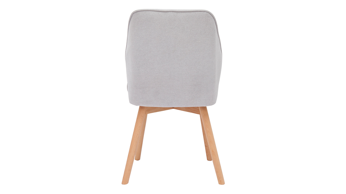 Sedie design in tessuto effetto velluto grigio e legno massello chiaro (set di 2) FANETTE