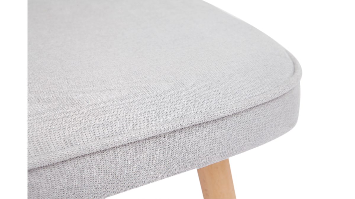 Sedie design in tessuto effetto velluto grigio e legno massello chiaro (set di 2) FANETTE