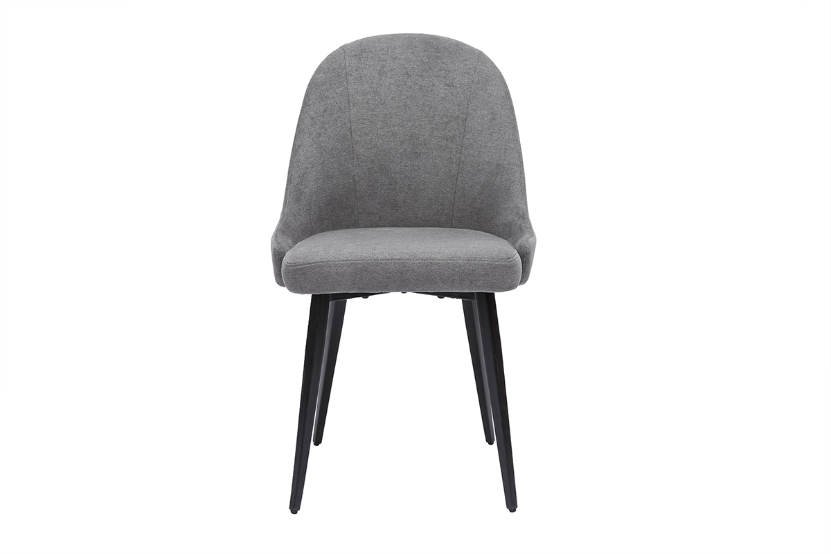Sedie design in tessuto effetto velluto grigio e metallo nero (set di 2) REEZ