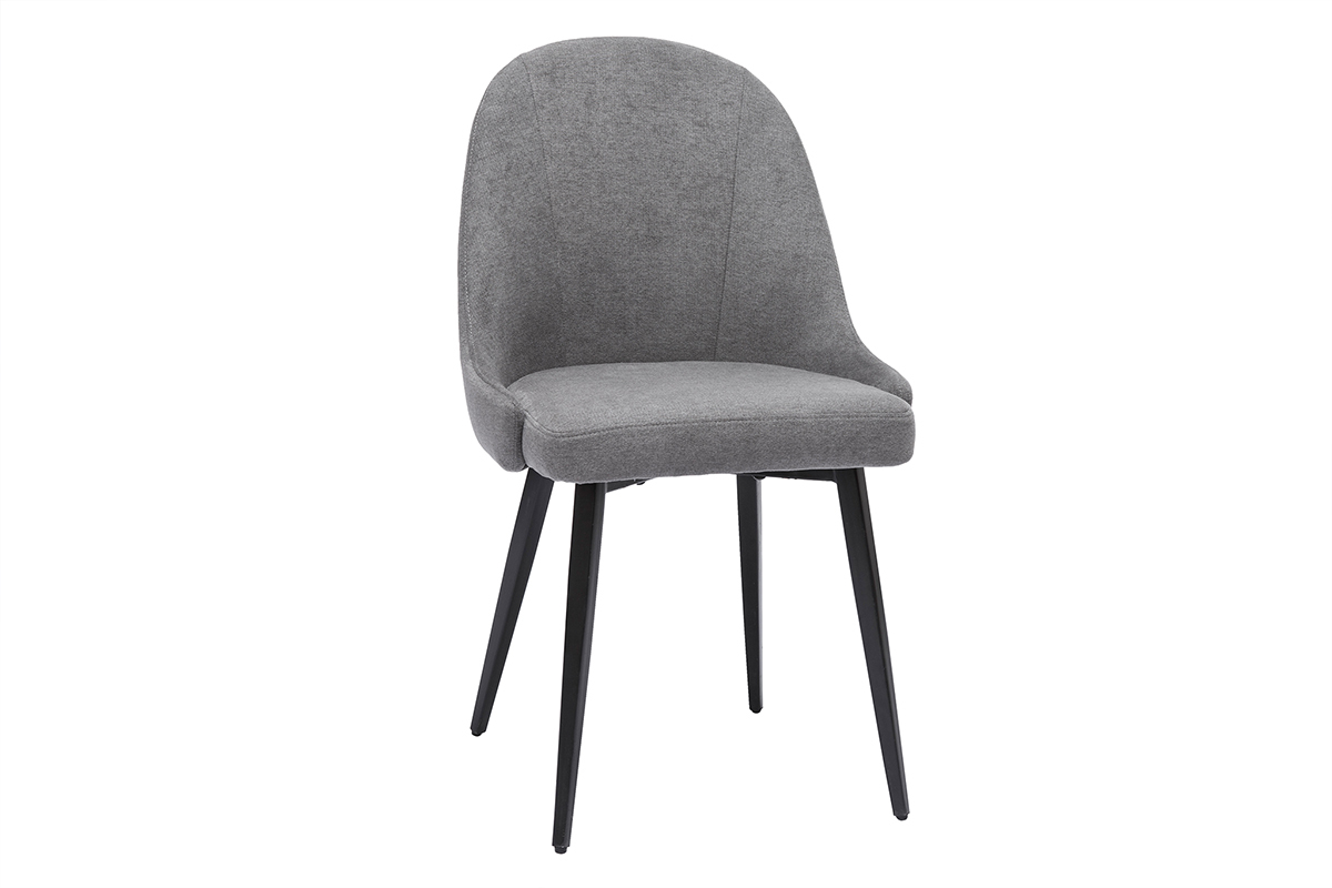 Sedie design in tessuto effetto velluto grigio e metallo nero (set di 2) REEZ