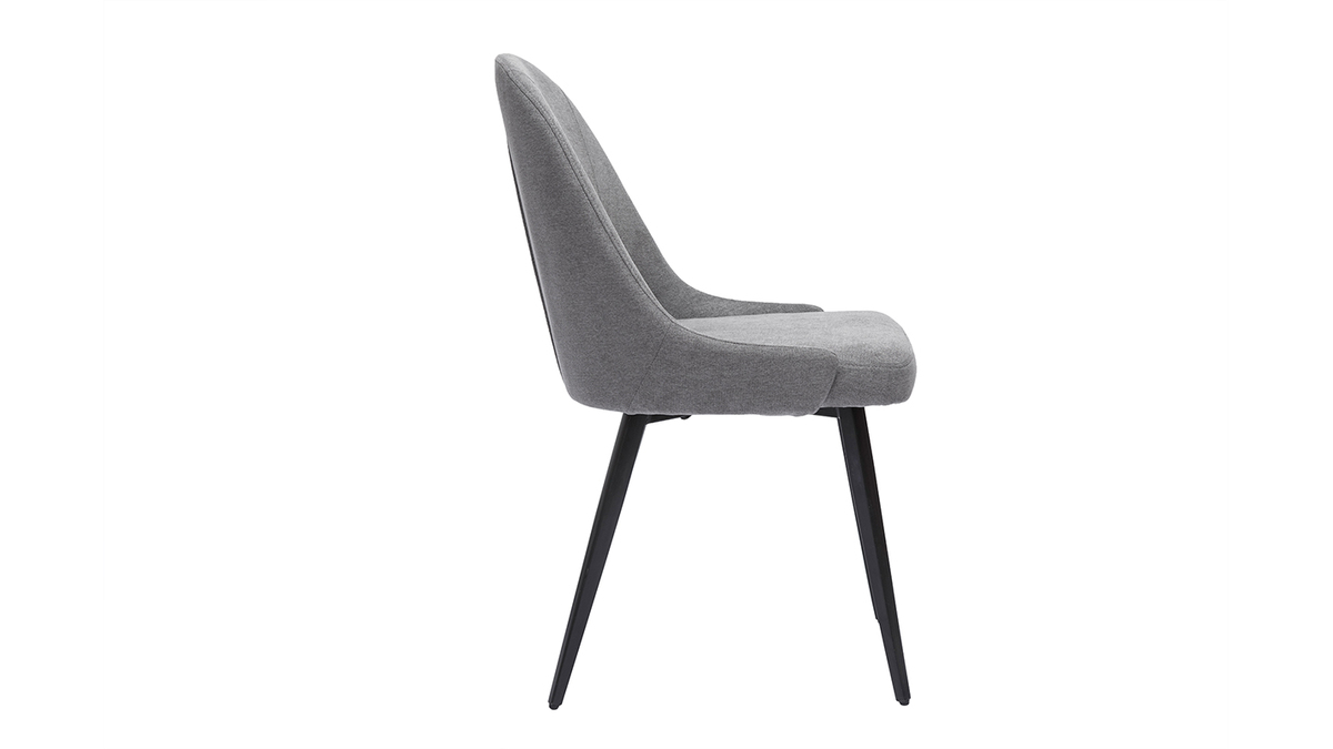 Sedie design in tessuto effetto velluto grigio e metallo nero (set di 2) REEZ
