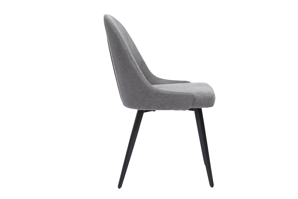 Sedie design in tessuto effetto velluto grigio e metallo nero (set di 2) REEZ