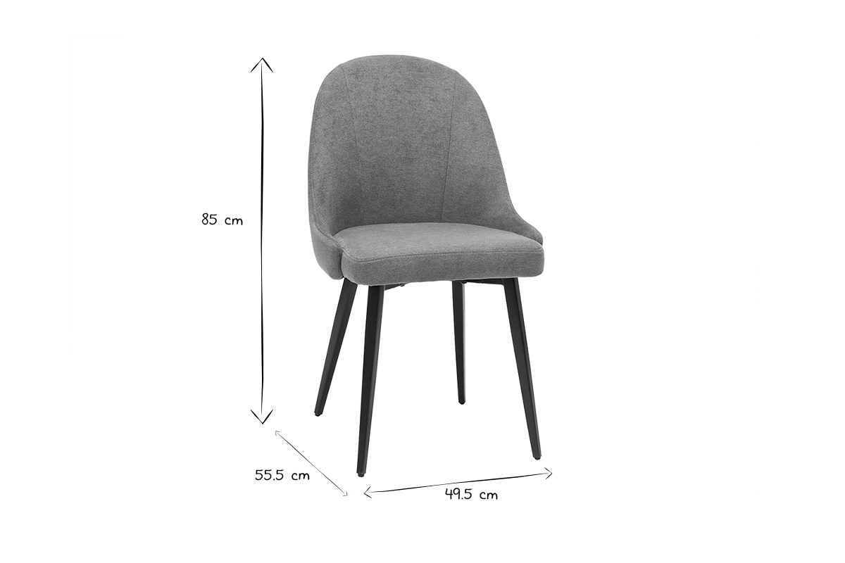 Sedie design in tessuto effetto velluto grigio e metallo nero (set di 2) REEZ