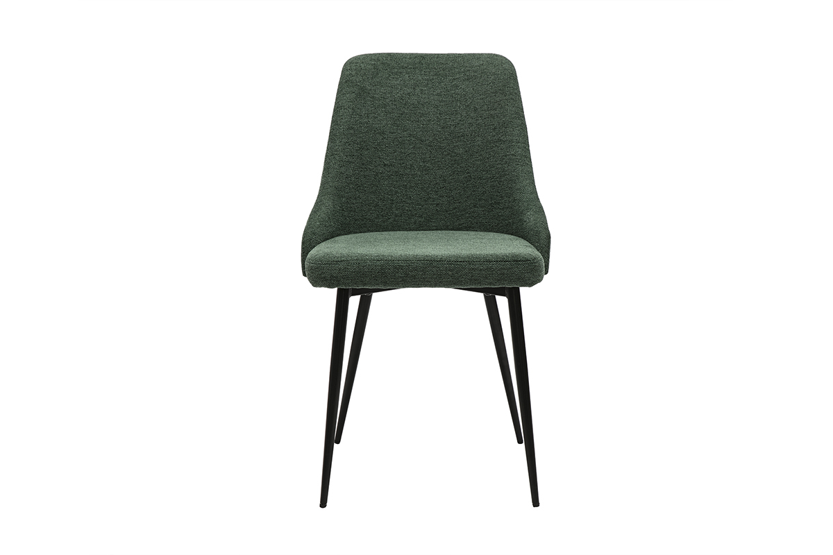 Sedie design in tessuto effetto velluto testurizzato verde scuro e metallo nero (set di 2) CULT