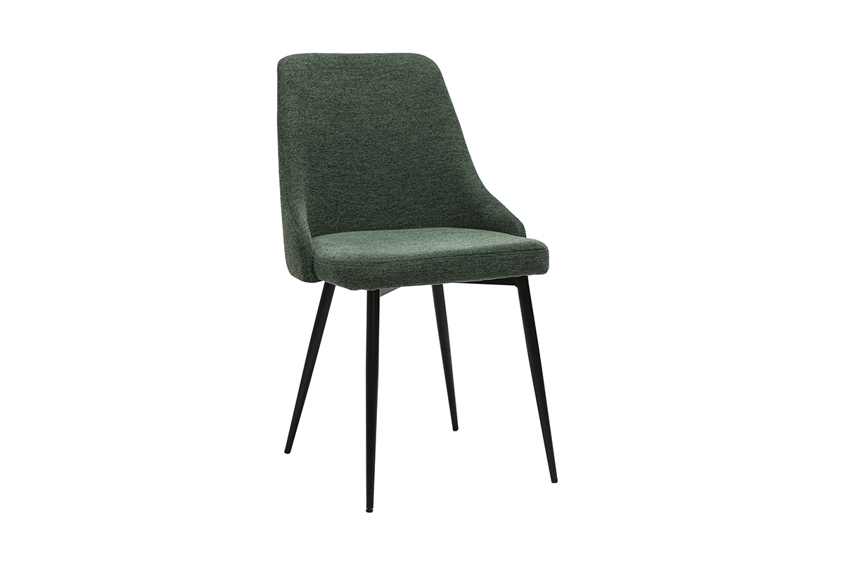Sedie design in tessuto effetto velluto testurizzato verde scuro e metallo nero (set di 2) CULT