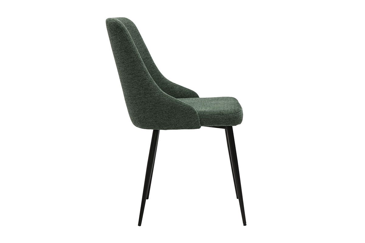 Sedie design in tessuto effetto velluto testurizzato verde scuro e metallo nero (set di 2) CULT
