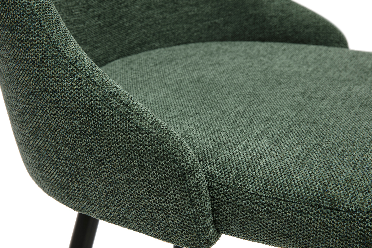 Sedie design in tessuto effetto velluto testurizzato verde scuro e metallo nero (set di 2) CULT