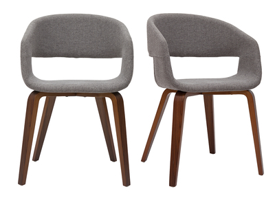 Sedie design in tessuto grigio chiaro e base in legno scuro (set di 2) SLAM