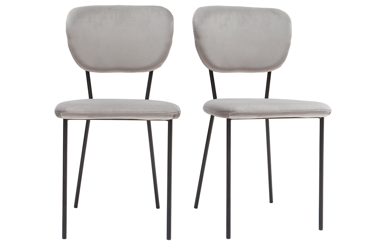 Sedie design in tessuto Grigio e struttura in metallo Nero lotto di 2 LEPIDUS