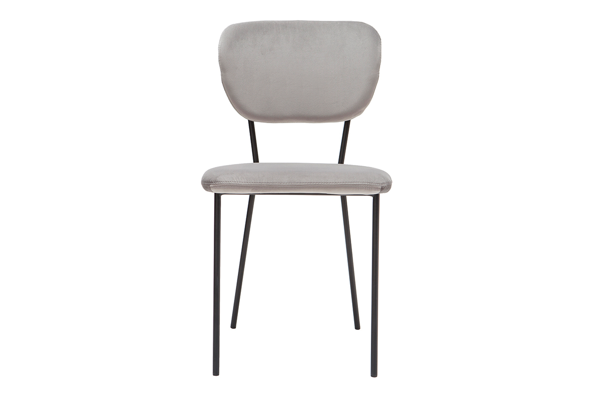 Sedie design in tessuto Grigio e struttura in metallo Nero lotto di 2 LEPIDUS