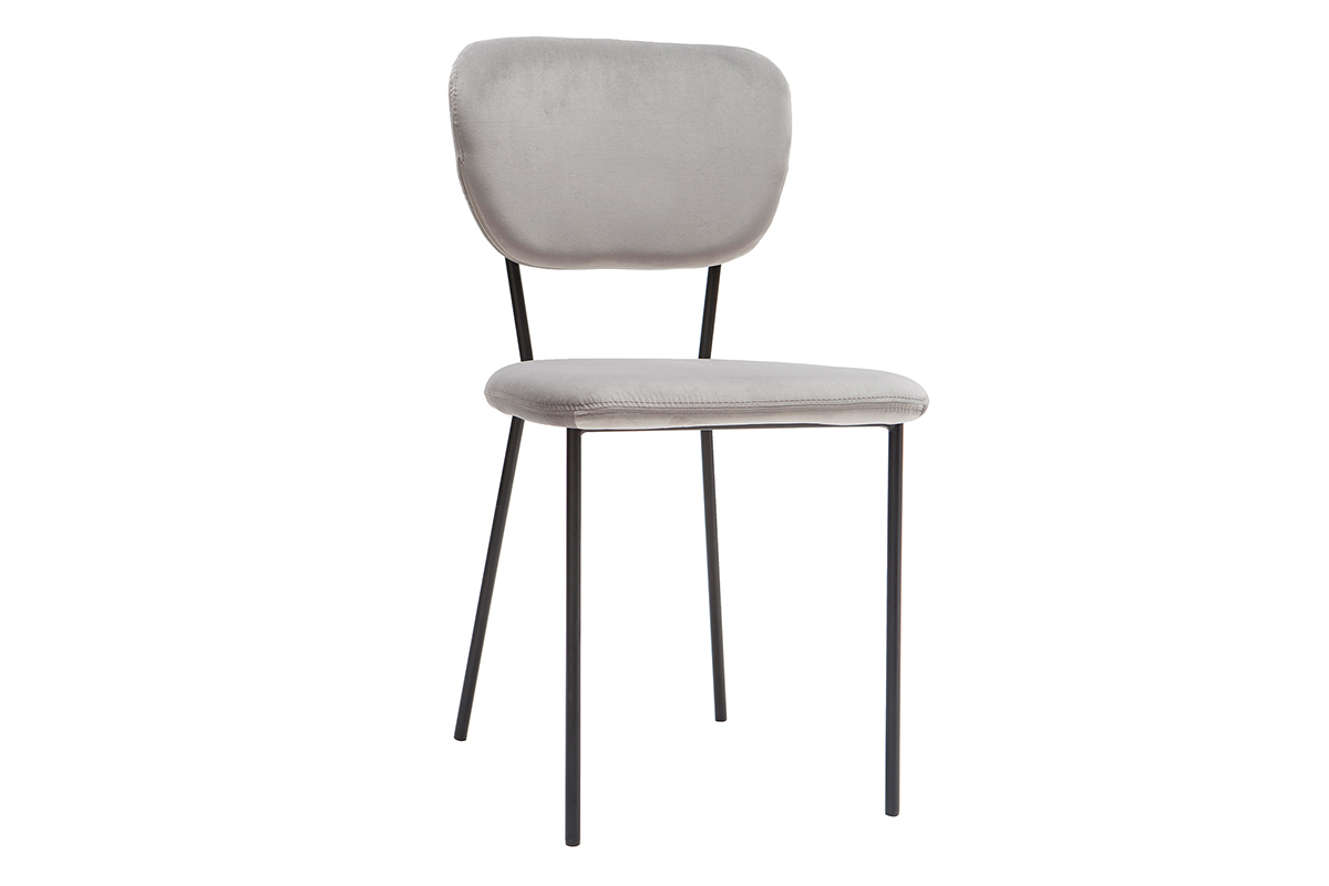 Sedie design in tessuto Grigio e struttura in metallo Nero lotto di 2 LEPIDUS