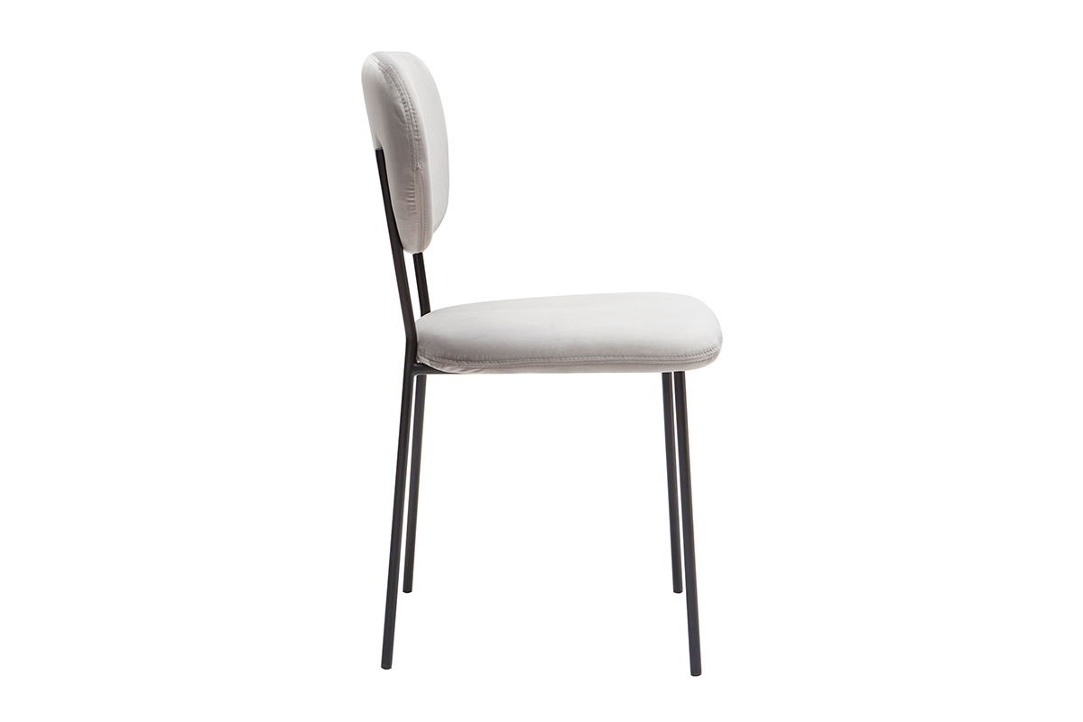 Sedie design in tessuto Grigio e struttura in metallo Nero lotto di 2 LEPIDUS