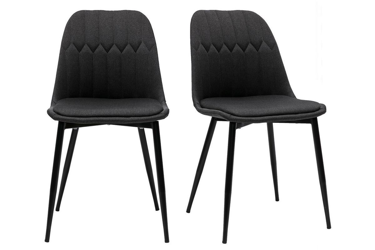 Sedie design in tessuto grigio scuro e base metallo (set di 2) FUSE