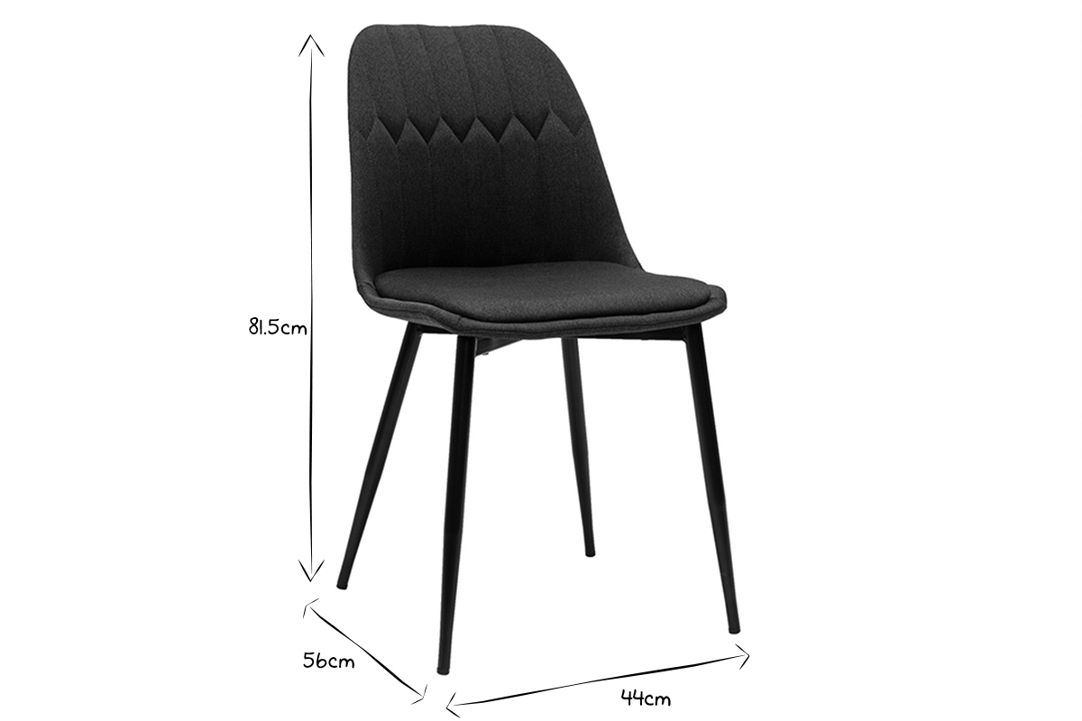 Sedie design in tessuto grigio scuro e base metallo (set di 2) FUSE