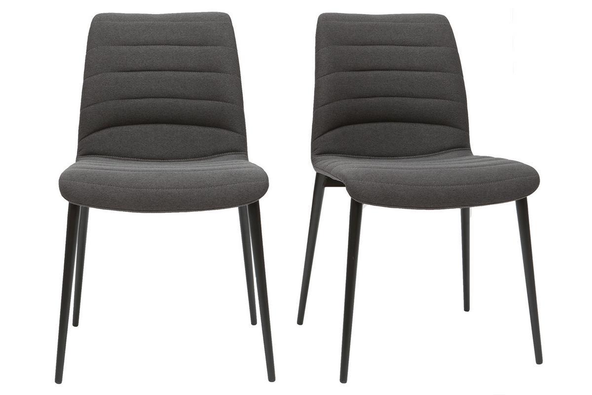 Sedie design in tessuto grigio scuro e metallo nero (set di 2) ZADIG