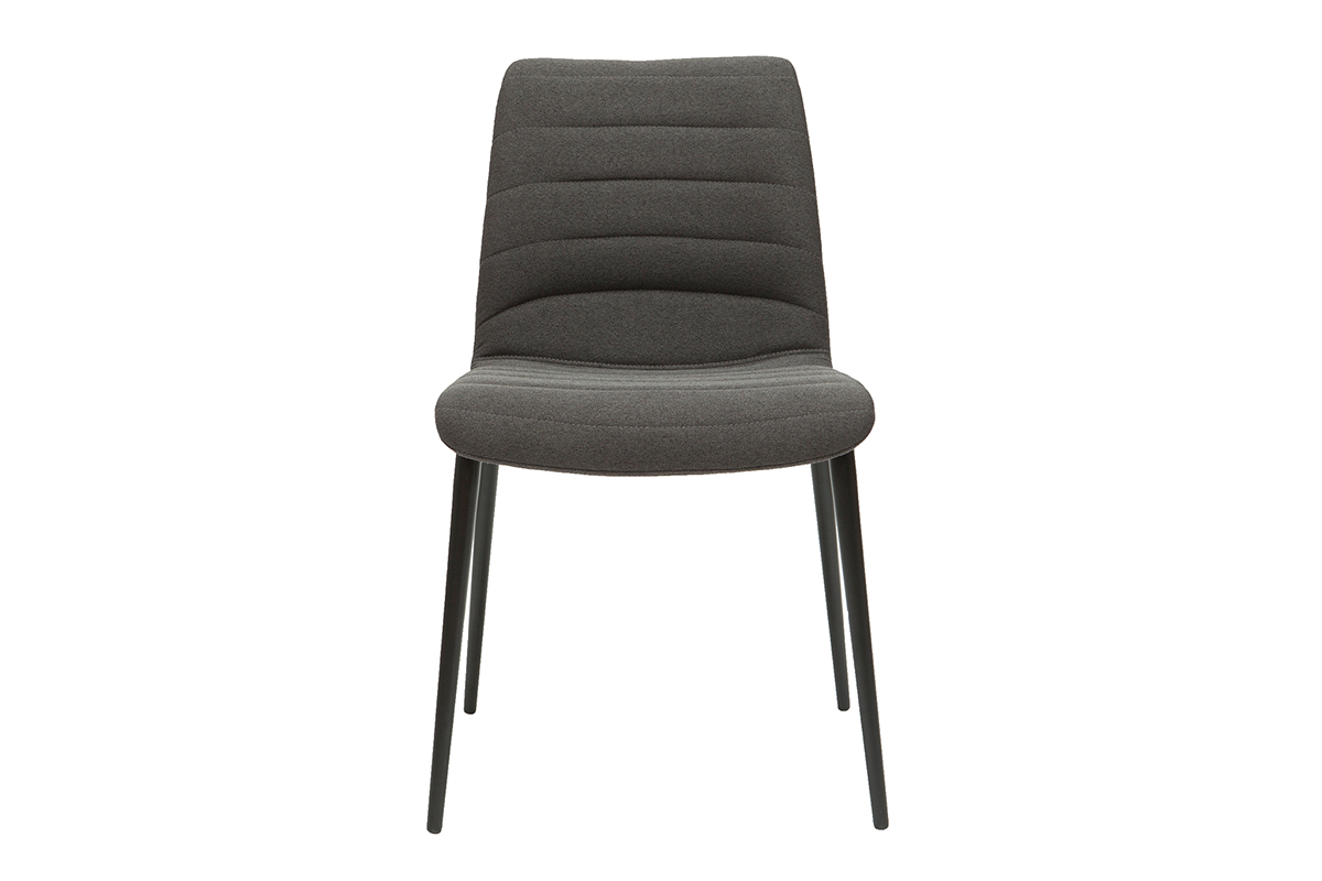 Sedie design in tessuto grigio scuro e metallo nero (set di 2) ZADIG