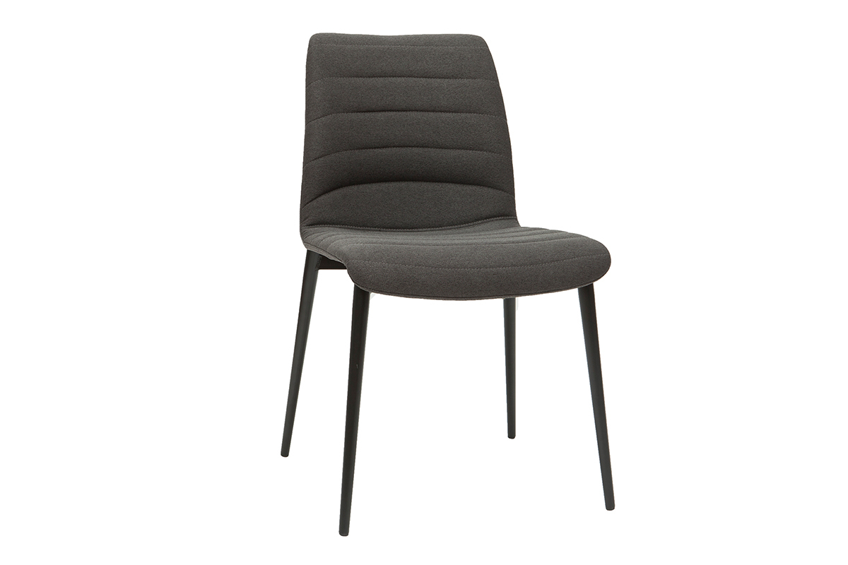 Sedie design in tessuto grigio scuro e metallo nero (set di 2) ZADIG