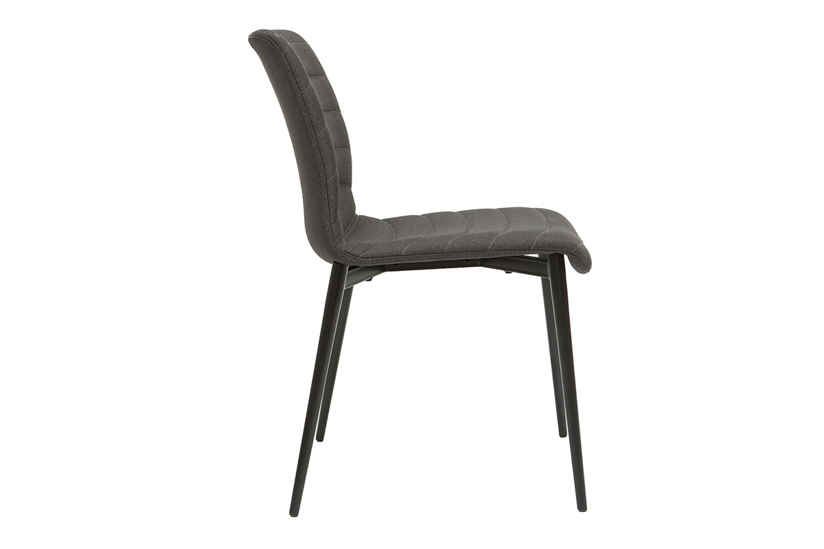 Sedie design in tessuto grigio scuro e metallo nero (set di 2) ZADIG