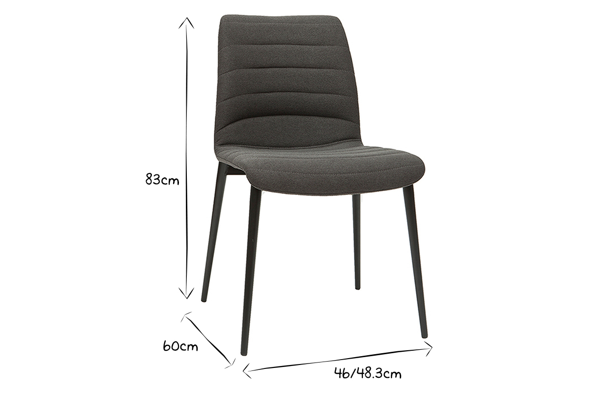 Sedie design in tessuto grigio scuro e metallo nero (set di 2) ZADIG