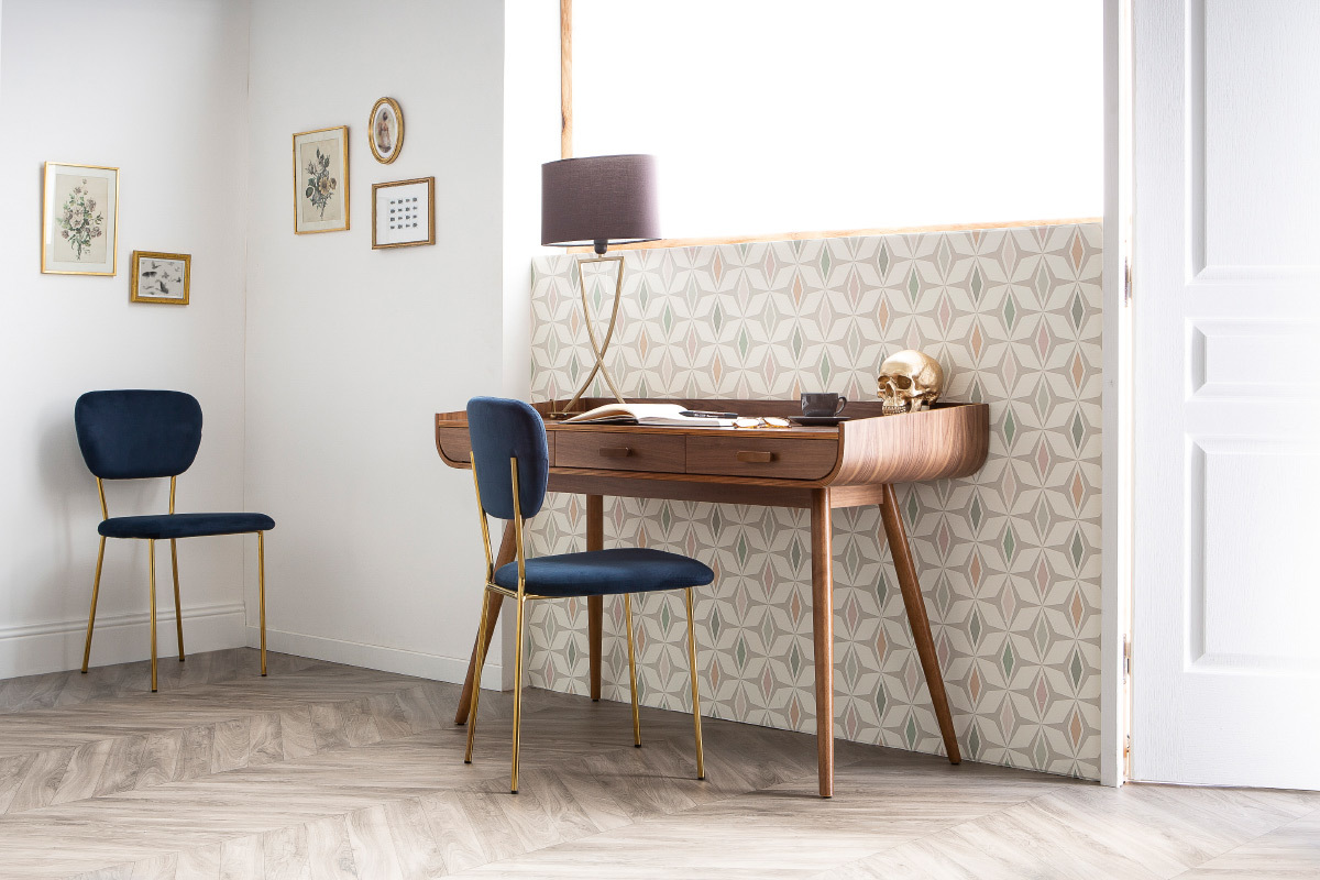 Sedie design in tessuto Grigio scuro e struttura in metallo dorato lotto di 2 LEPIDUS