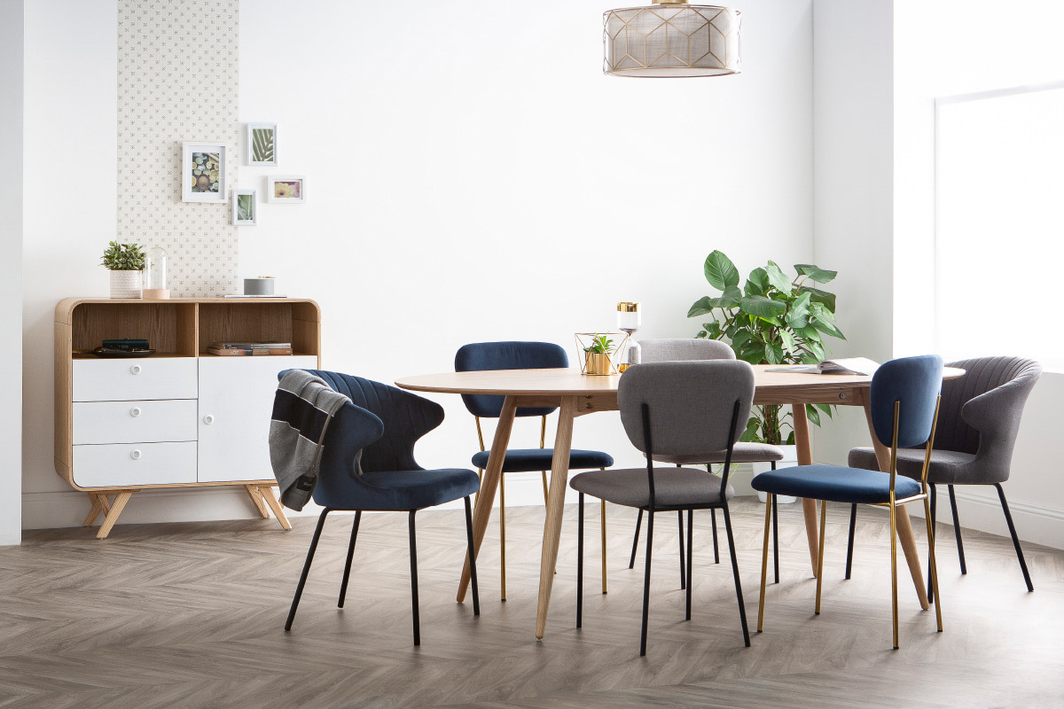 Sedie design in tessuto Grigio scuro e struttura in metallo dorato lotto di 2 LEPIDUS