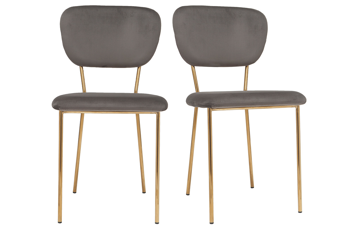 Sedie design in tessuto Grigio scuro e struttura in metallo dorato lotto di 2 LEPIDUS