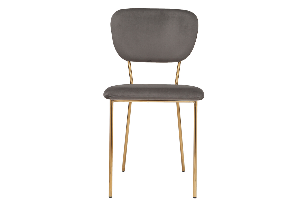 Sedie design in tessuto Grigio scuro e struttura in metallo dorato lotto di 2 LEPIDUS