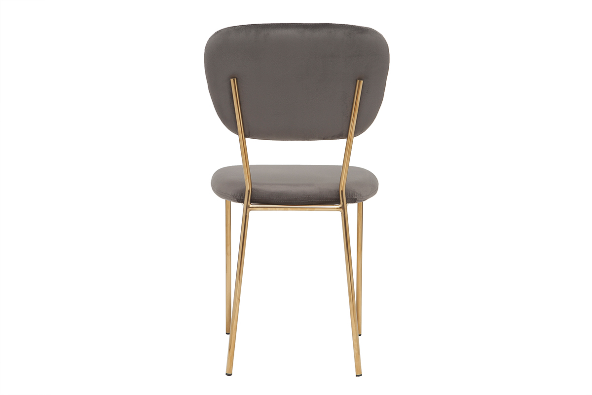 Sedie design in tessuto Grigio scuro e struttura in metallo dorato lotto di 2 LEPIDUS