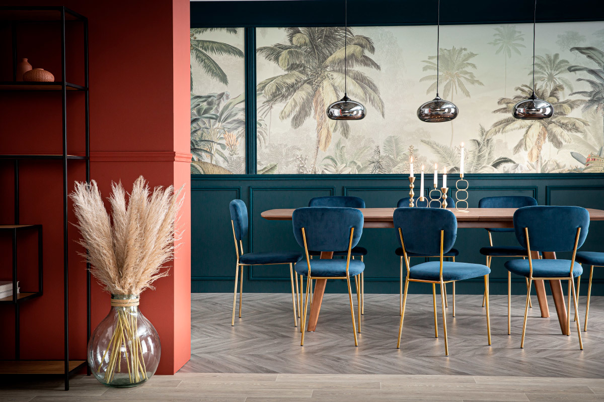 Sedie design in tessuto Grigio scuro e struttura in metallo dorato lotto di 2 LEPIDUS