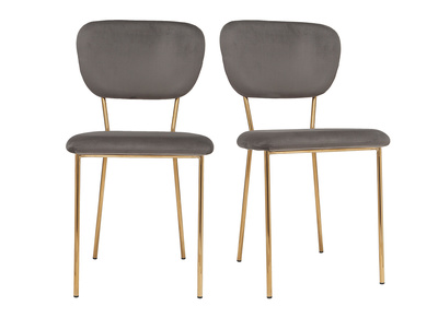 Sedie design in tessuto Grigio scuro e struttura in metallo dorato lotto di 2 LEPIDUS