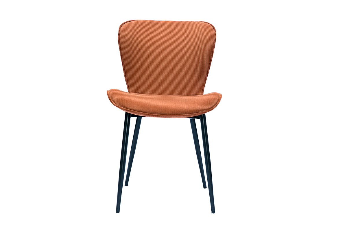 Sedie design in tessuto velluto a coste color bruciato e metallo nero (set di 2) ADDICT