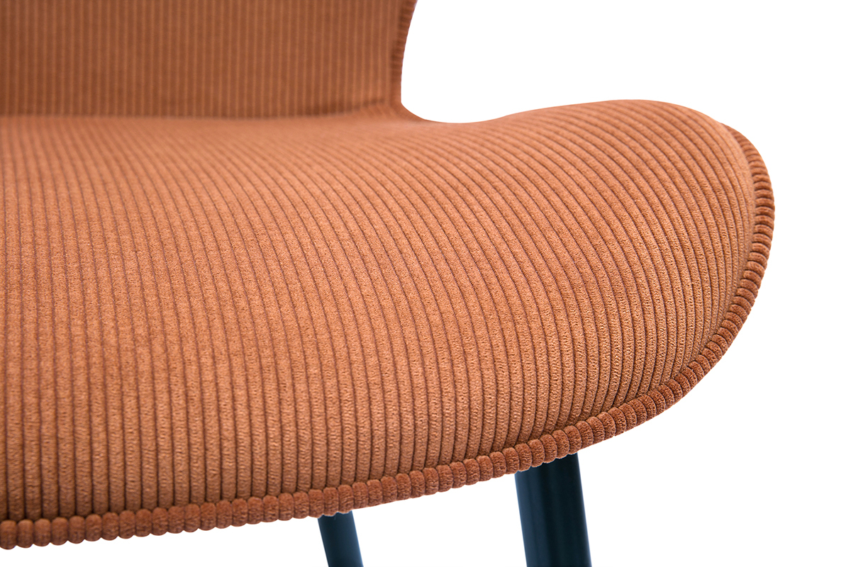 Sedie design in tessuto velluto a coste color bruciato e metallo nero (set di 2) ADDICT