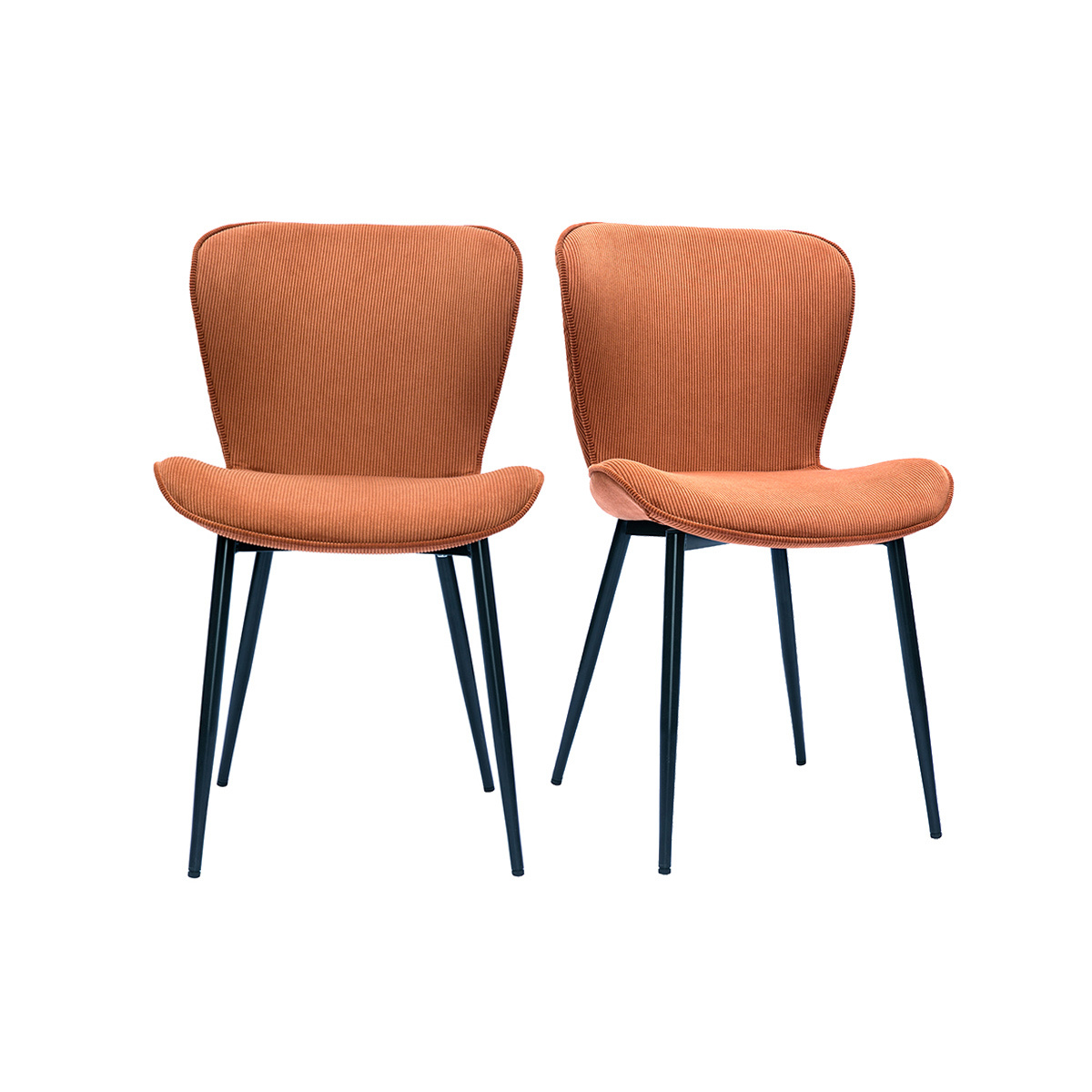 Sedie design in tessuto velluto a coste color bruciato e metallo nero (set di 2) ADDICT