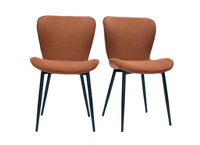 Sedie design in tessuto velluto a coste color bruciato e metallo nero (set di 2) ADDICT