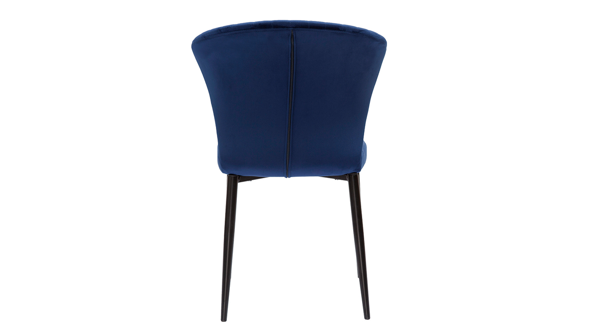 Sedie design in tessuto velluto blu e metallo nero (set di 2) KAYEL