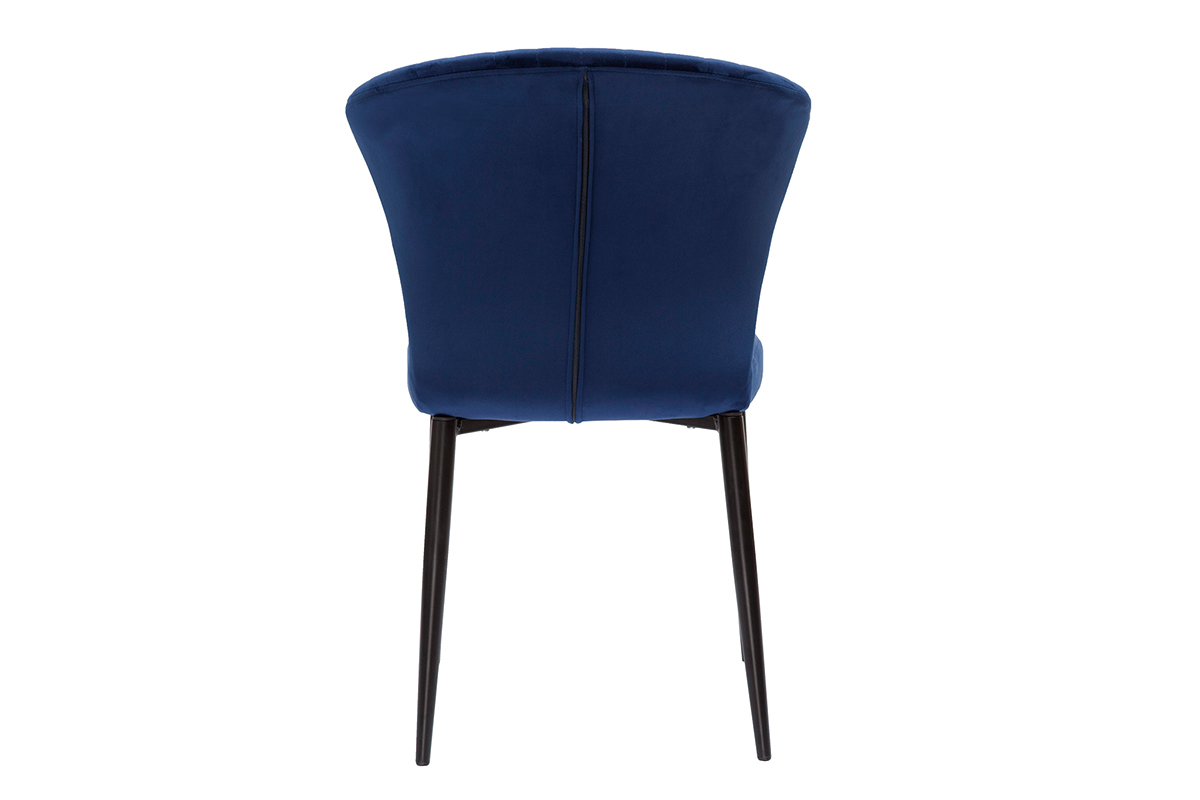 Sedie design in tessuto velluto blu e metallo nero (set di 2) KAYEL