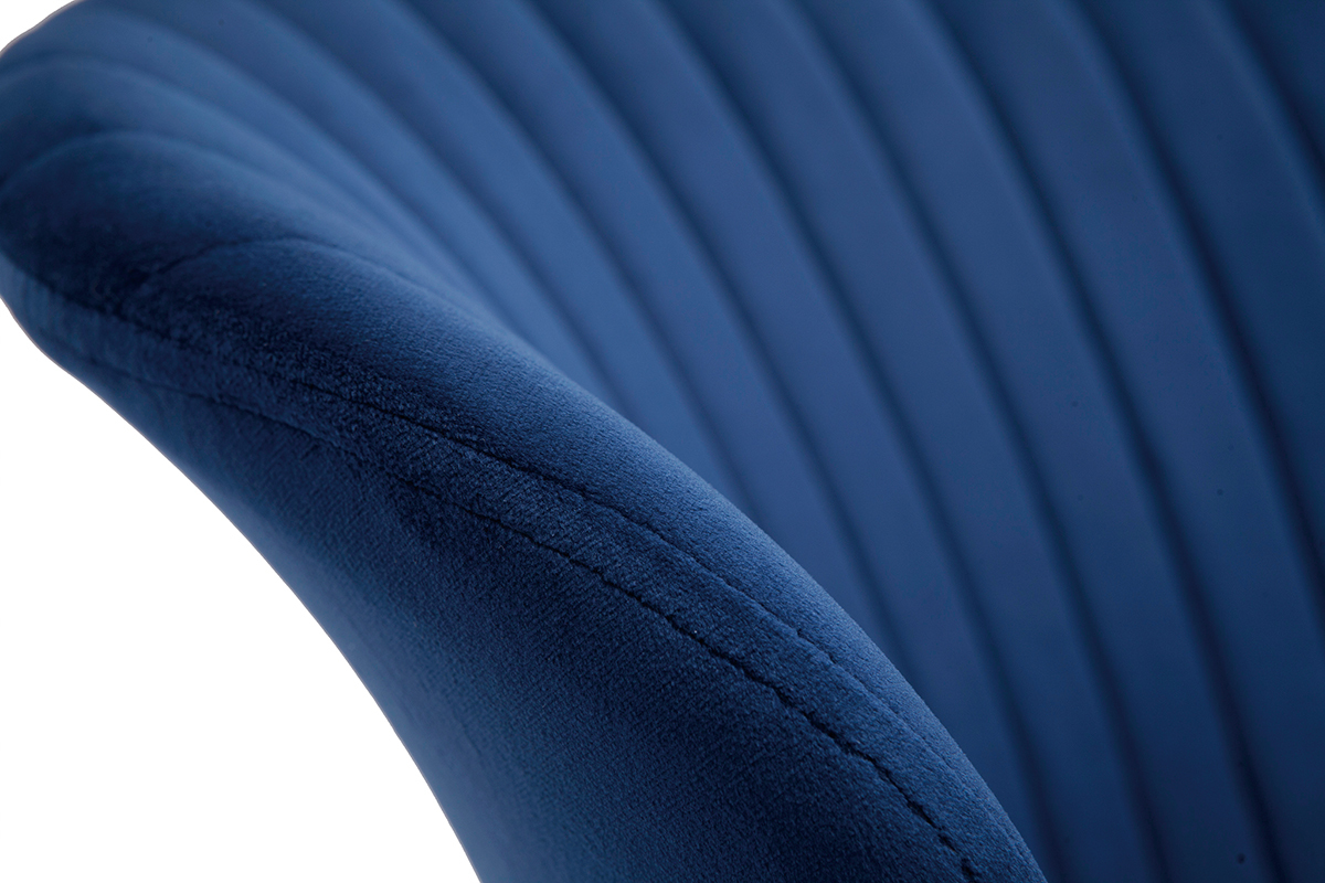 Sedie design in tessuto velluto blu e metallo nero (set di 2) KAYEL