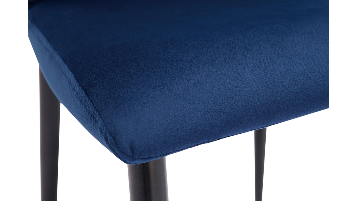 Sedie design in tessuto velluto blu e metallo nero (set di 2) KAYEL
