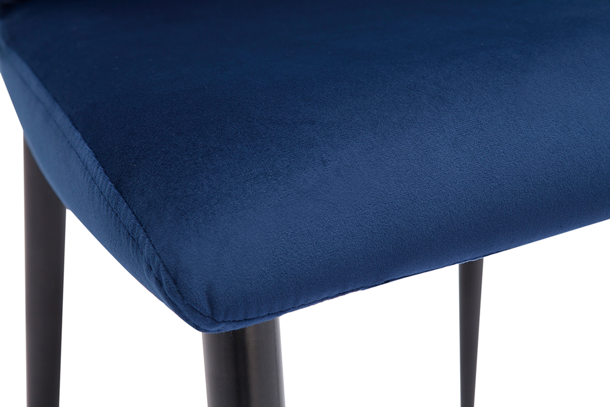 Sedie design in tessuto velluto blu e metallo nero (set di 2) KAYEL