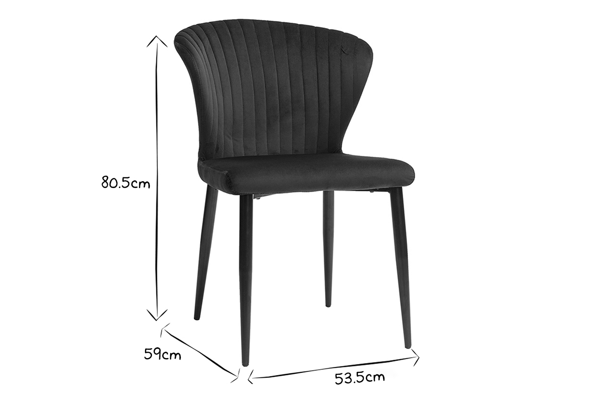 Sedie design in tessuto velluto blu e metallo nero (set di 2) KAYEL