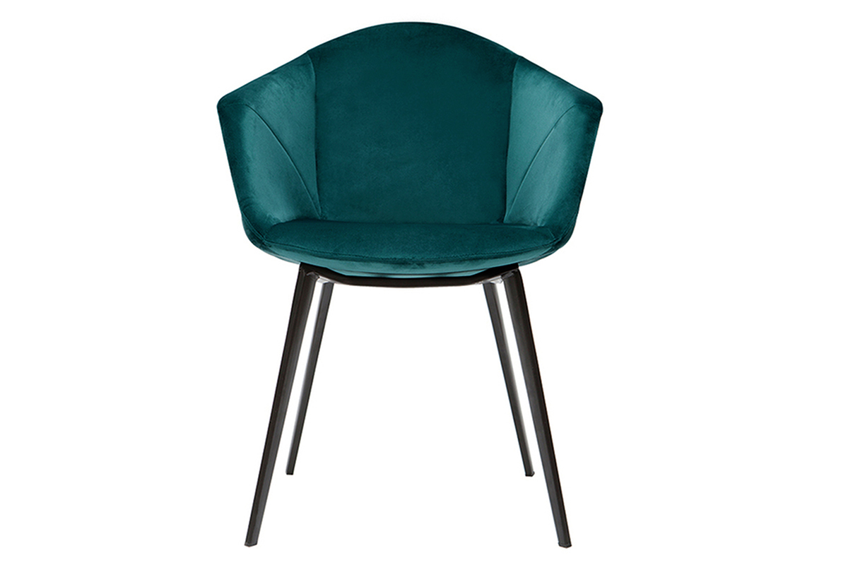 Sedie design in tessuto velluto blu petrolio e metallo (set di 2) TAYA