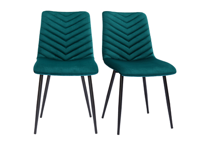 Sedie design in tessuto velluto blu petrolio e metallo nero (set di 2) PUMPKIN